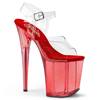 Pleaser - FLAMINGO808T Sandale à bride à la cheville, Pole dance chaussures - Chaussures de pole dance - Rouge/Transparent Product image